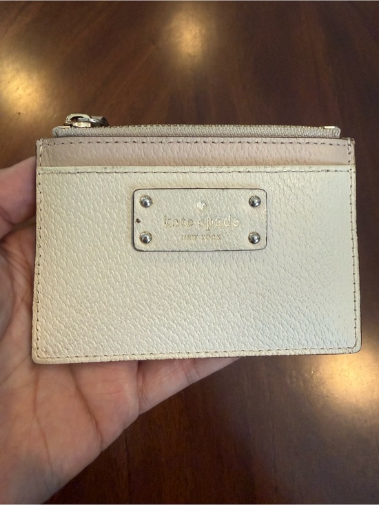 kate spade Handbags - kate spade cream and blush leather card wallet